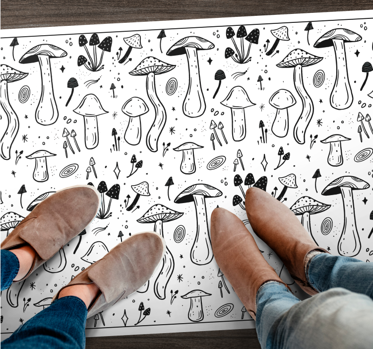 Mushroom Whimsy nature vinyl rug - TenStickers