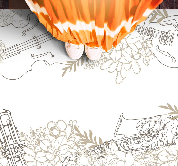 Musical Floral Arrangement flower vinyl rug - TenStickers