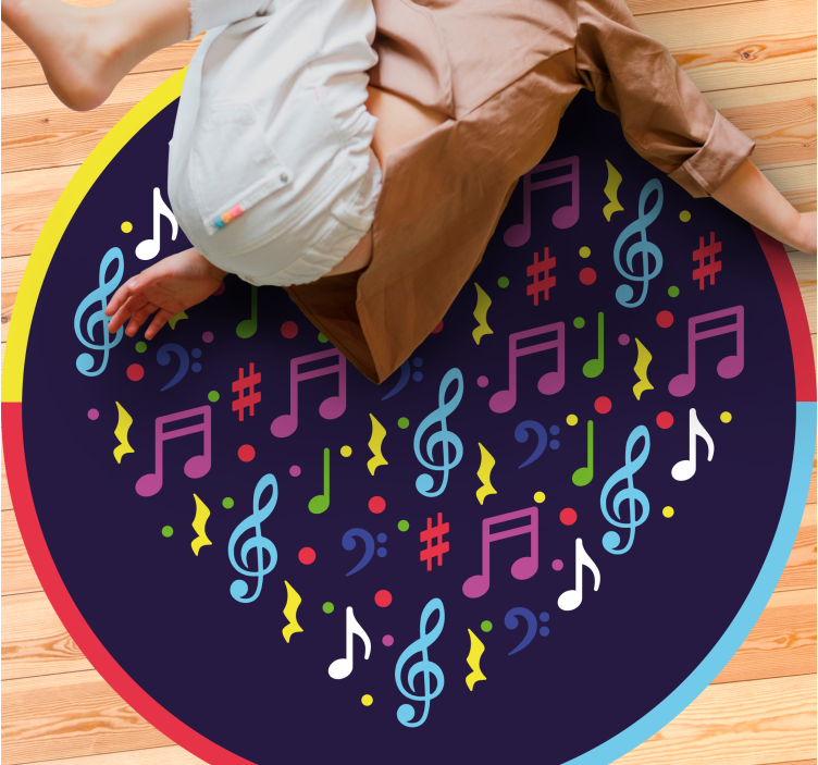 Musical Note Heart teenager vinyl rug - TenStickers