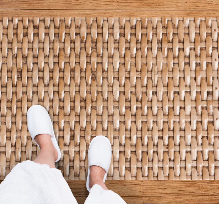 Natural Weave Pattern bathroom vinyl rug - TenStickers
