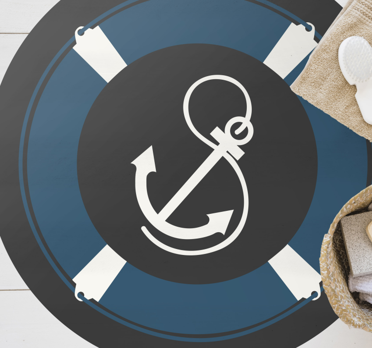 Nautical Anchor Motif mosaic vinyl rug - TenStickers