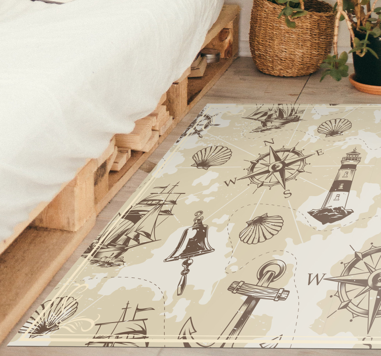 Nautical Exploration Motifs vintage vinyl rug - TenStickers
