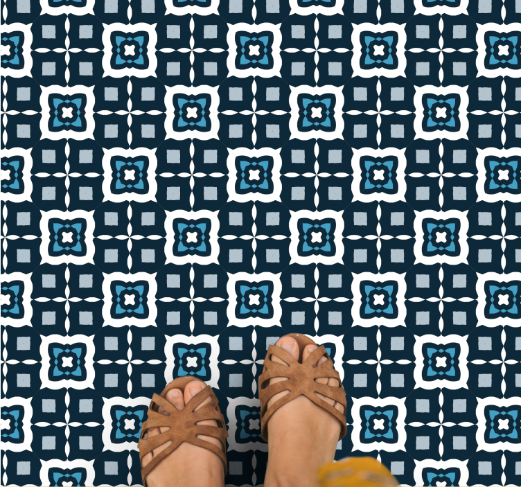 Navy colour pattern mosaic vinyl rug - TenStickers