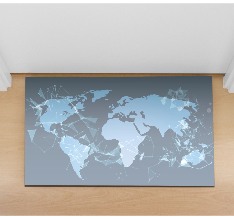 Neon blue world map dining room rug - TenStickers
