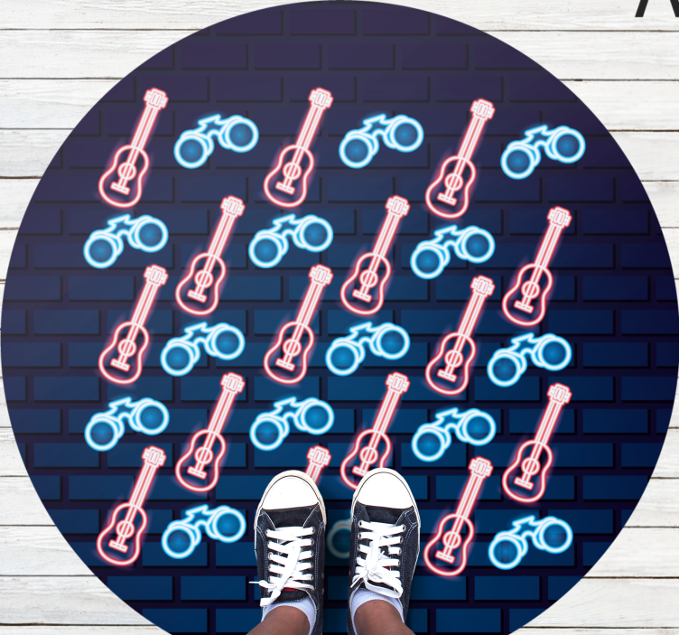 Neon Musical Patterns teenager vinyl rug - TenStickers