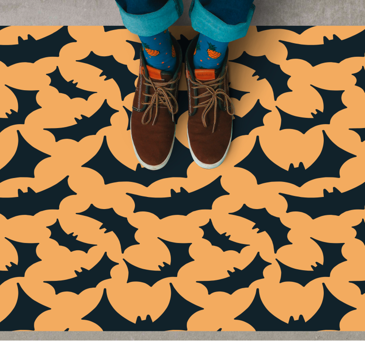 Orange and black bats pattern halloween rugs - TenStickers