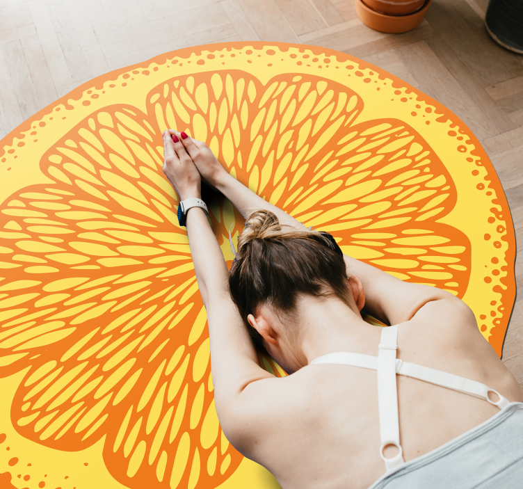 Orange hand draw circle kitchen floor tiles - TenStickers