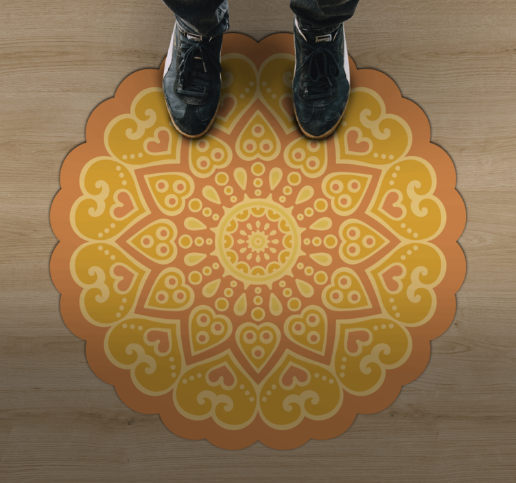 Orange mandala mandala vinyl rug - TenStickers