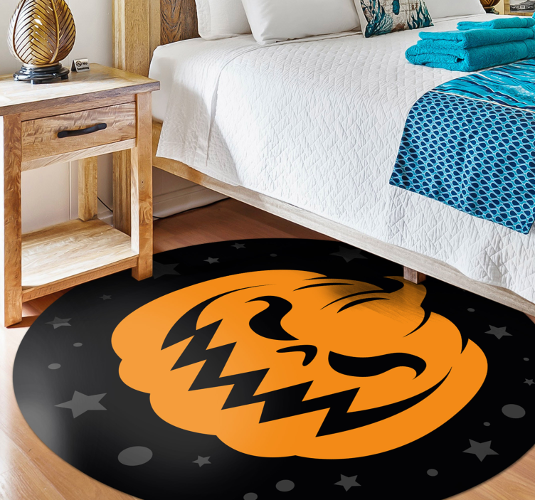 Orange pumpkins on black background vinyl rug - TenStickers