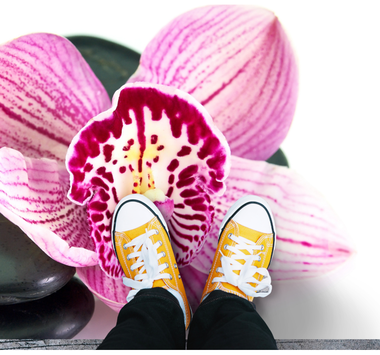 Orchid and Stones flower vinyl rug - TenStickers