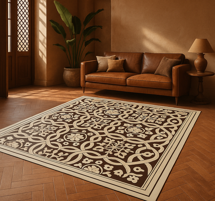 Organic tiles living room vinyl rug - TenStickers