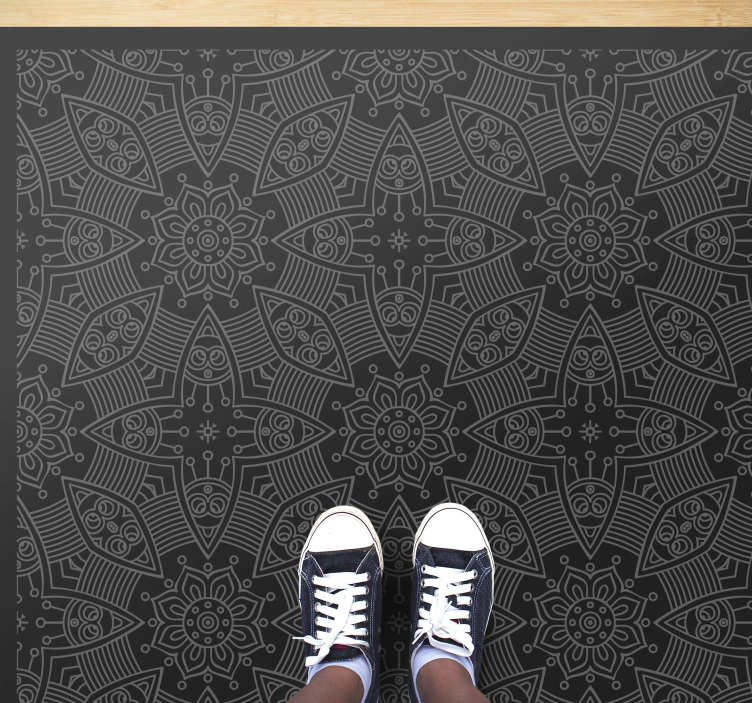 Ornamental grey mosaic floor tiles - TenStickers