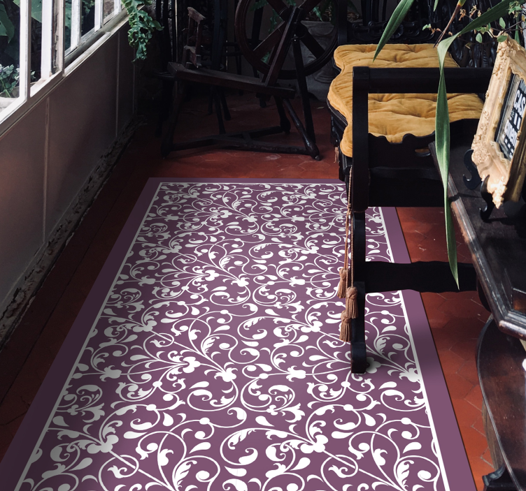 Ornamental leaf Paisley vinyl hall rug - TenStickers