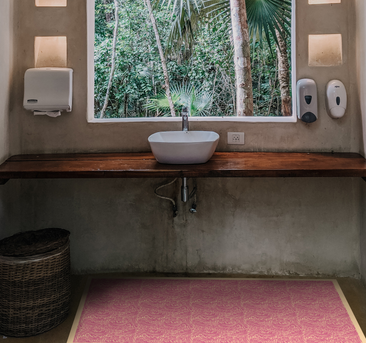 Ornamental Motif bathroom vinyl rug - TenStickers