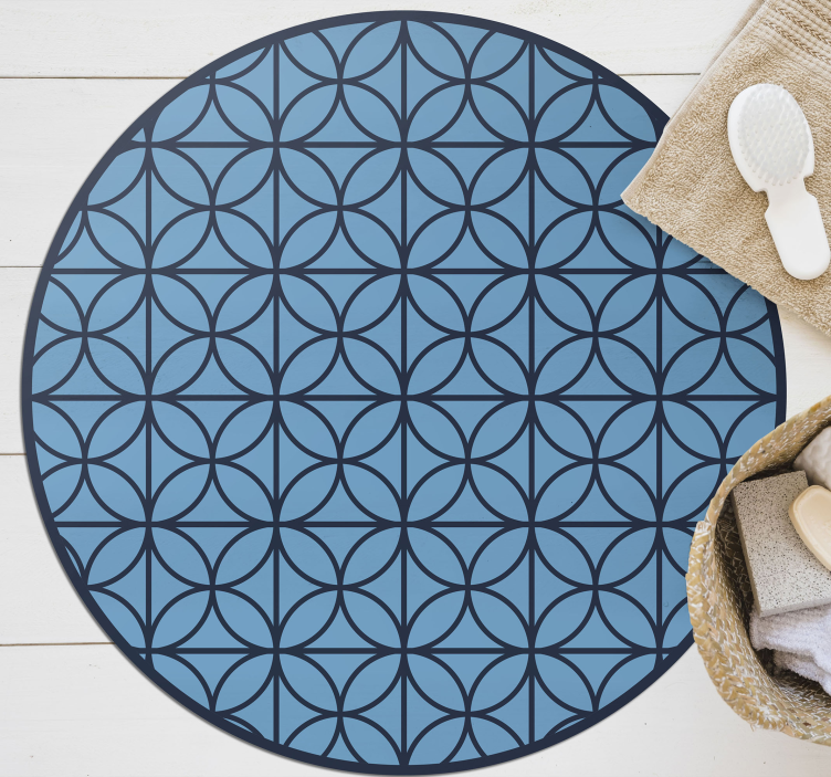 Overlapping blue circles vintage rug - TenStickers