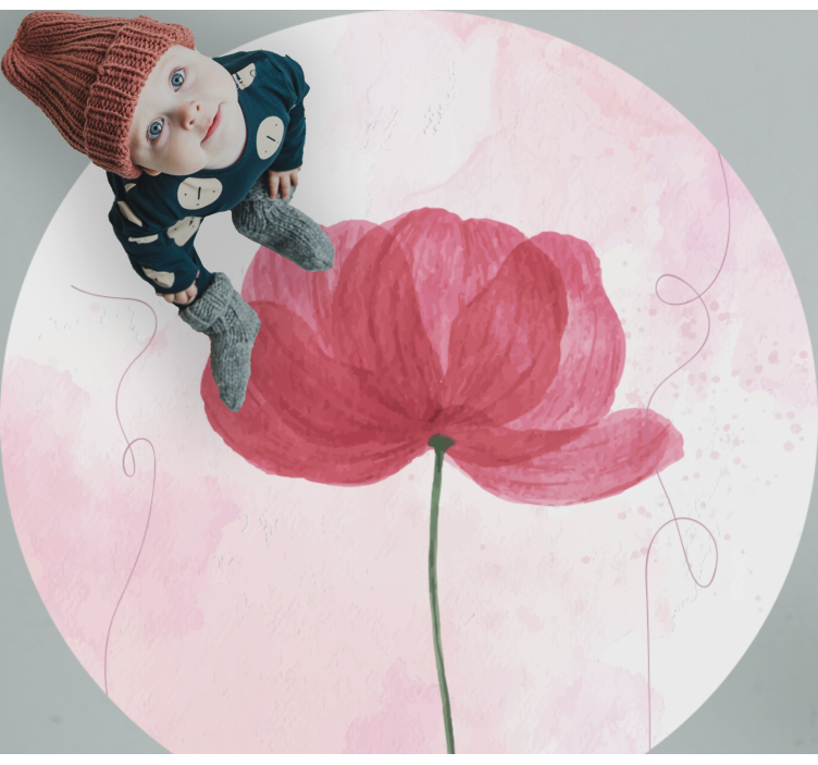 painted flower circular rug - TenStickers