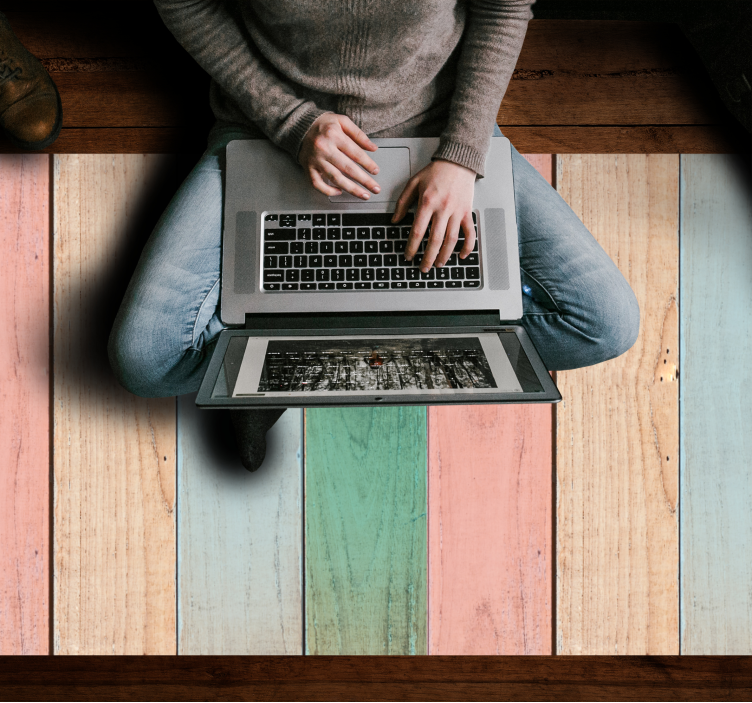 Pastel Plank Surface wood vinyl rug - TenStickers