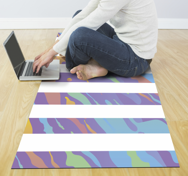 Pastel stripes minimal vinyl rug - TenStickers