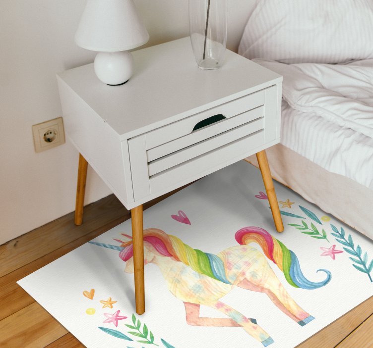 Pastel Unicorn kids vinyl rug - TenStickers
