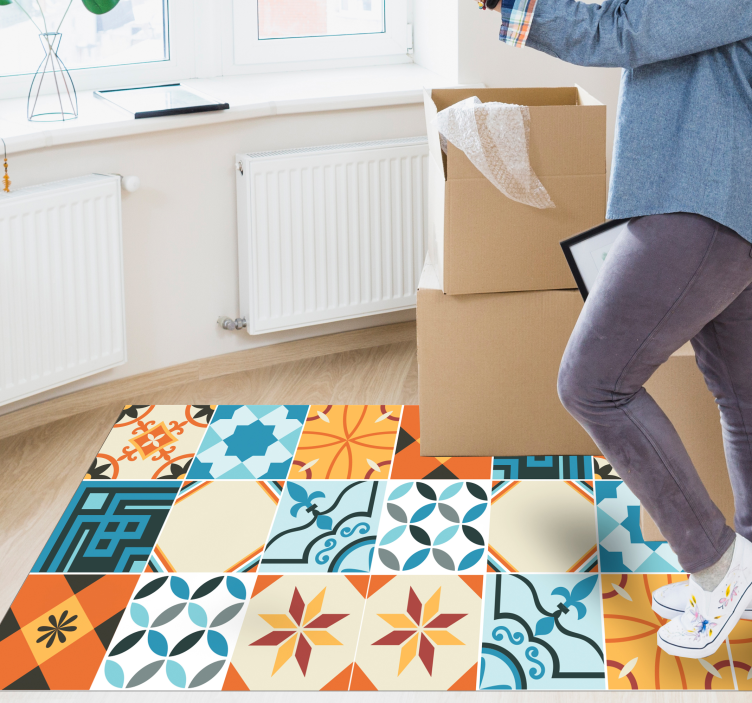 Patterned Tiles tile vinyl rug - TenStickers