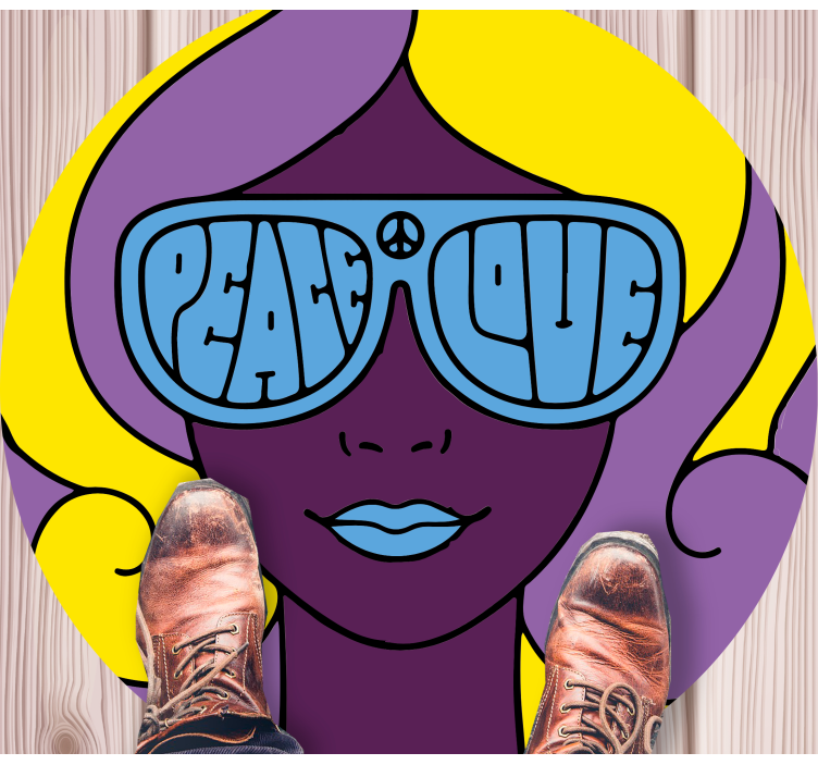 Peace love icon teenager vinyl rug - TenStickers