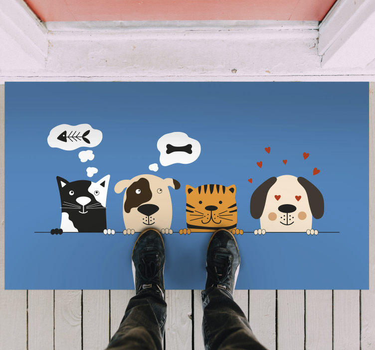 Peeping dogs and cats animal vinyl rug - TenStickers