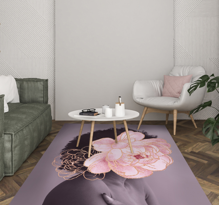Peony person floral vinyl rug - TenStickers
