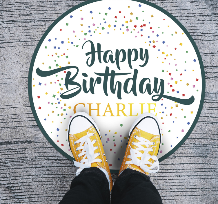 Personalised happy birthday vinyl rug - TenStickers
