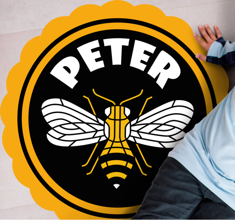 Personalized Bee Emblem custom vinyl rug - TenStickers