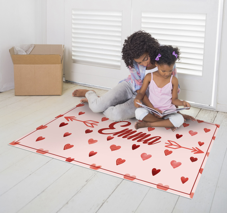 Personalized Heart Theme custom vinyl rug - TenStickers