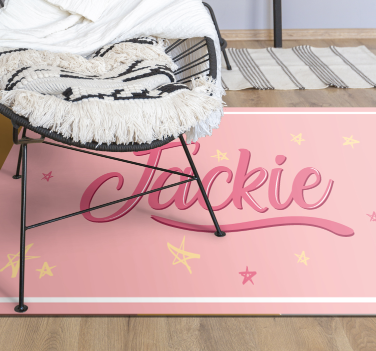 Pink name with stars teenager vinyl rug - TenStickers