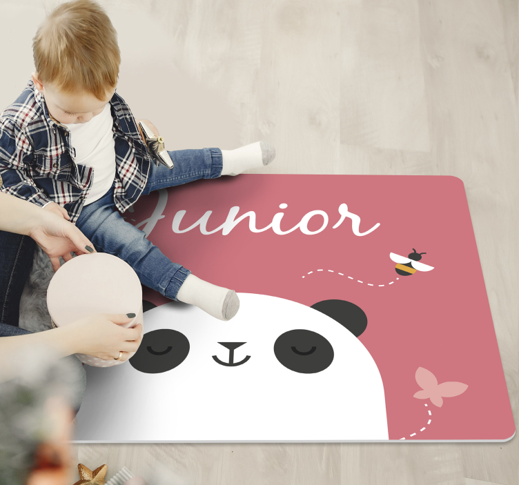 personalized panda kids vinyl rug - TenStickers