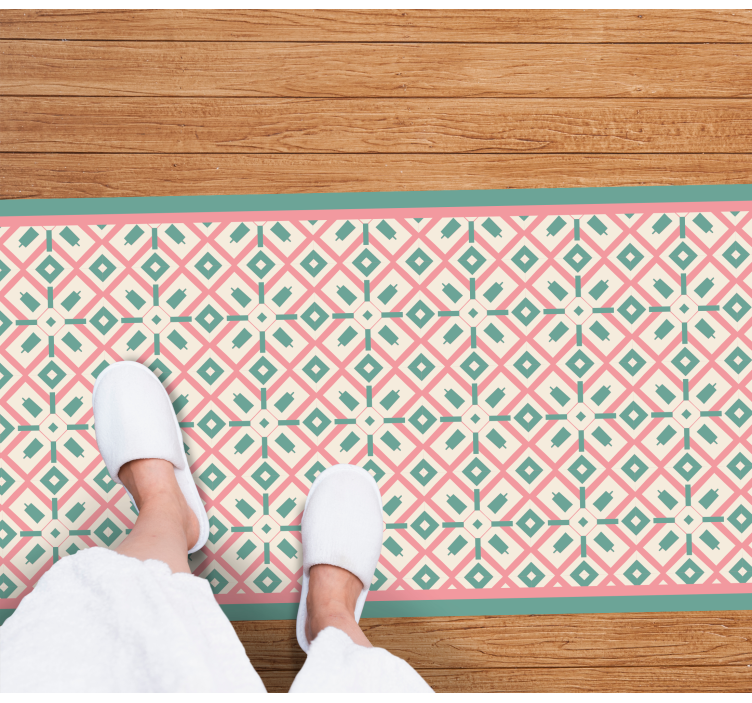 Pink, blue and yellow boho pattern floor rug - TenStickers