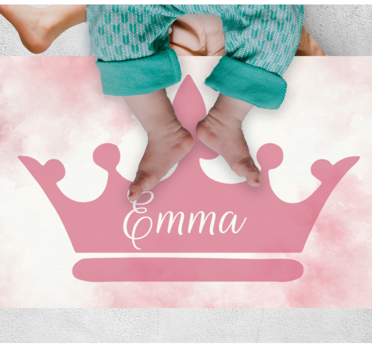 Pink crown with name personalised mat - TenStickers