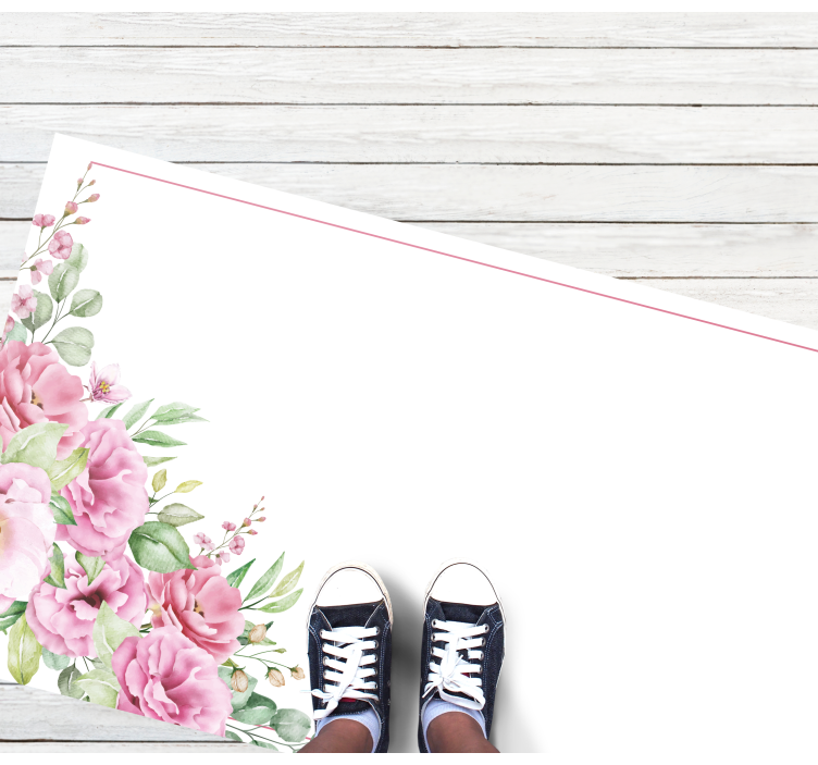 Pink elegant arrangement flower vinyl rug - TenStickers