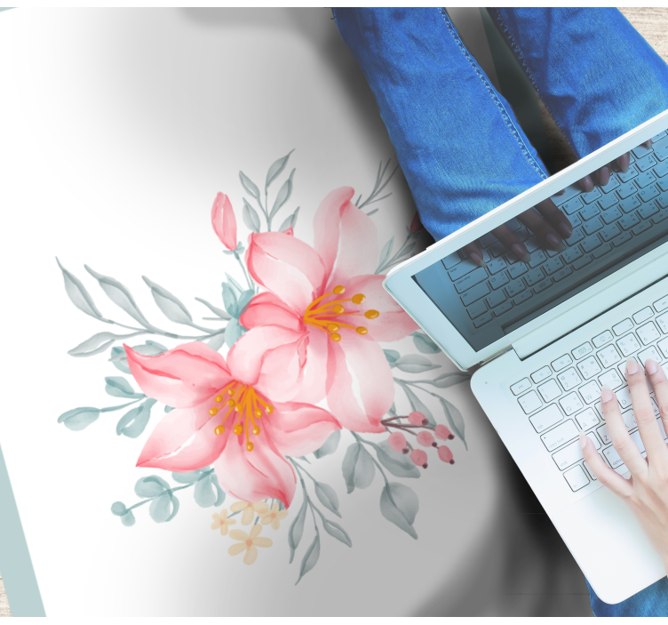 Pink Floral Elegance flower vinyl rug - TenStickers