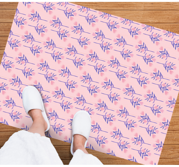 Pink flowers tile pattern bathroom flooring - TenStickers