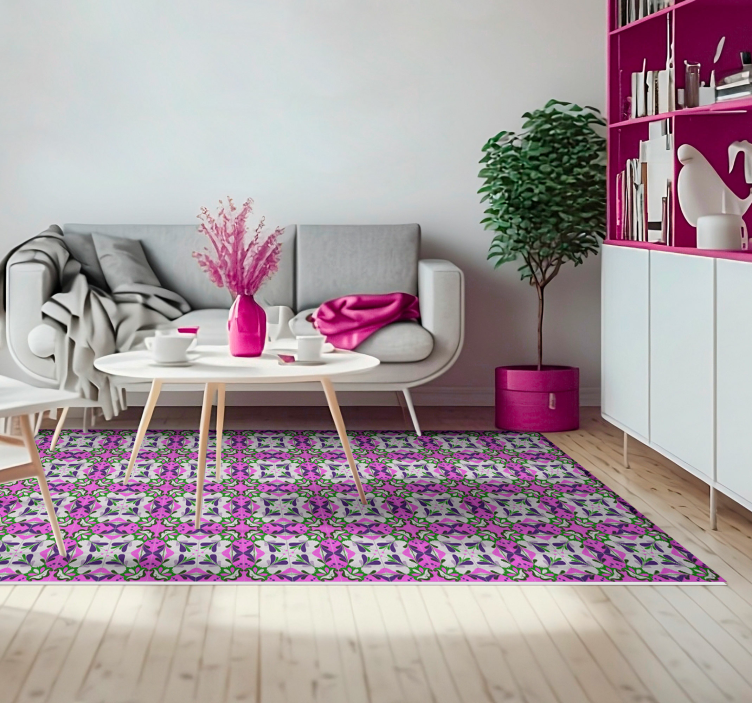 pink hydraulic tile vintage rug - TenStickers