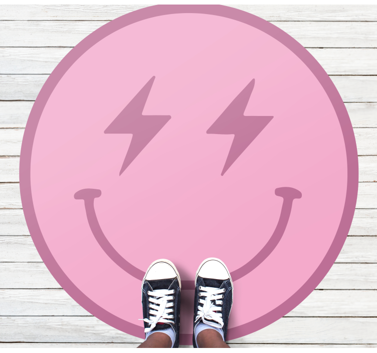 Pink lightning smiley face modern rug - TenStickers