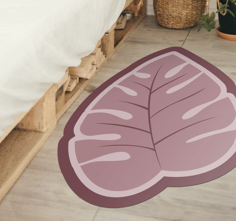 Pink monstera leaf floral rug - TenStickers