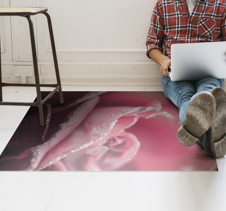 Amazing pink rose vinyl rug for dining room - TenStickers