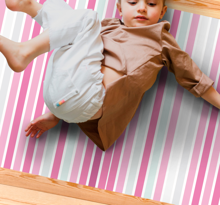 Pink vertical pattern stripes vinyl rug - TenStickers