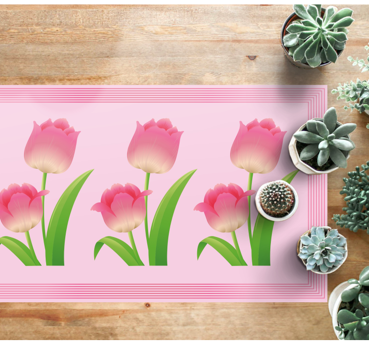 Pink Tulip Display flower vinyl rug - TenStickers