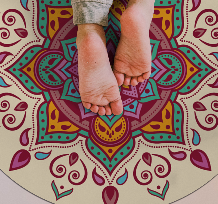 Pinkish Mandala vinyl rug - TenStickers