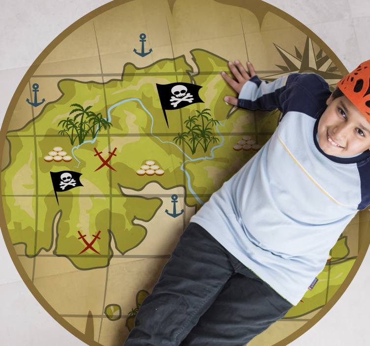 Pirate treasure map kids vinyl rug - TenStickers
