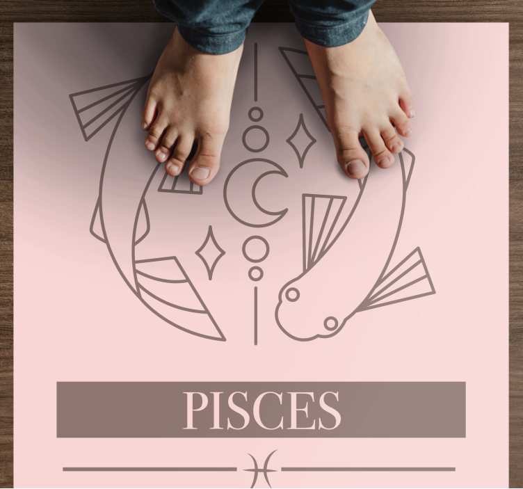 Pisces pink card zodiac sign design room rug - TenStickers