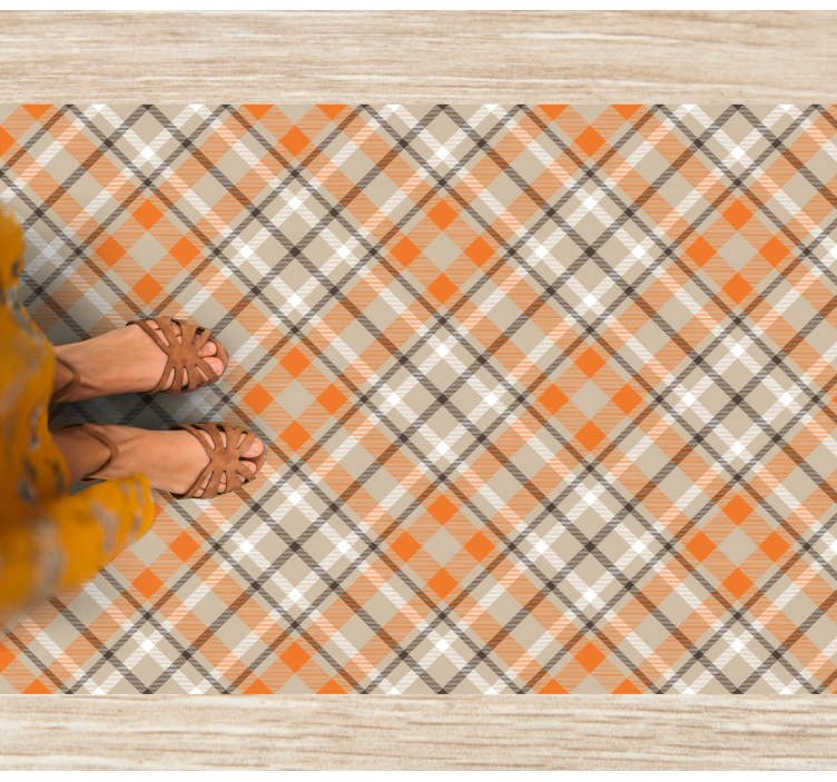 Plaid Pattern Orange stripes vinyl rug - TenStickers