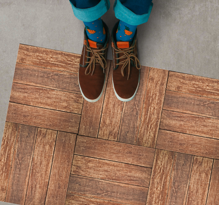 Plank brown texture wood vinyl rug - TenStickers