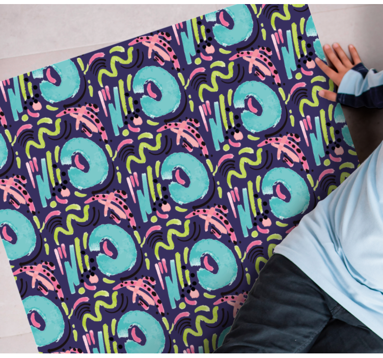 Playful colorful pattern vinyl rug - TenStickers