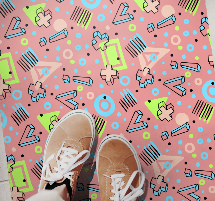 Playful Geometrics vinyl rug - TenStickers